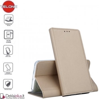 Telone smart magnet atverčiamas dėklas - auksinės spalvos (Huawei Y6P)